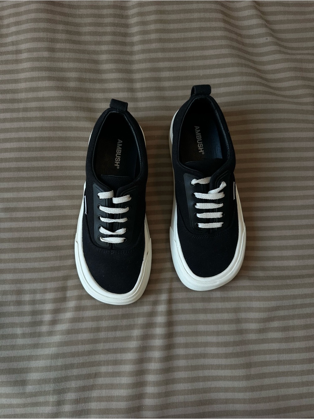 AMBUSH Vulcanized Platform Canvas Sneakers Black Low Top